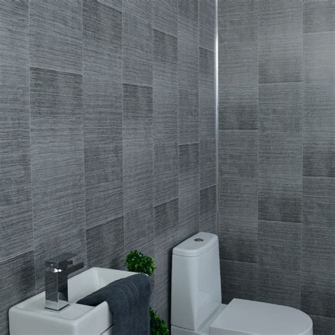 Claddtech Grey Bathroom Panels Splashbacks Large Tile Effect