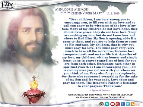 Jun 23, 2003 · our lady of medjugorje messages july 25, 2021. Our Lady Prays - Medjugorje Message from the Blessed ...