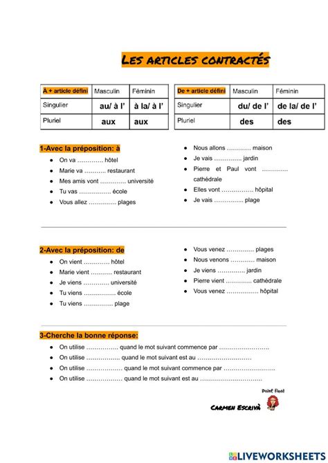 The French Language Worksheet For Students