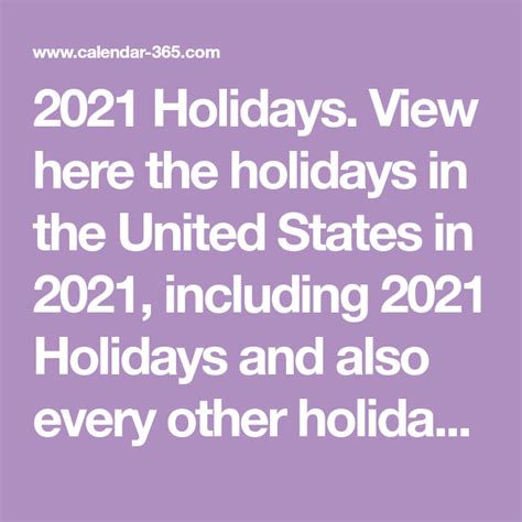 2021 Holidays View Here The Holidays In The United States In 2021
