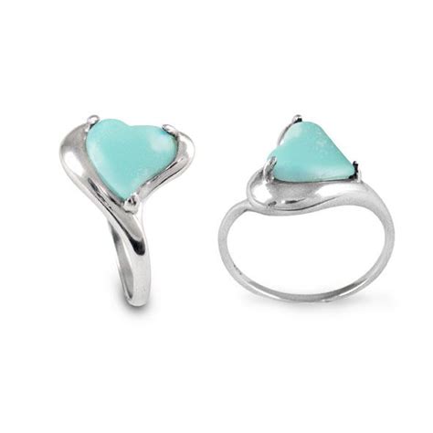 Sterling Silver Ring With Heart Shape Turquoise Stone Silver Heart