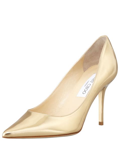 jimmy choo agnes mirror leather pointed toe pump pure gold