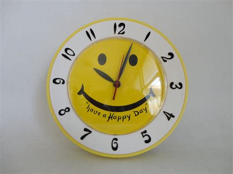 Have A Happy Dayvintage Yellow Smiley Face Lux Electric Wall Clock