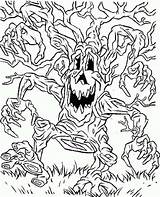 Coloring Scary Tree Monster Walking Around sketch template