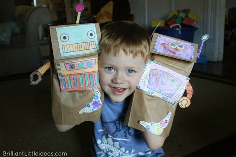 Robot Paper Sack Puppet Printable Is Great For Your Kids Easy Kids