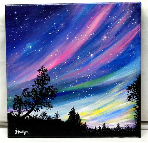 Reserved Northern Lights Original Acrylic Painting On 12 X 12