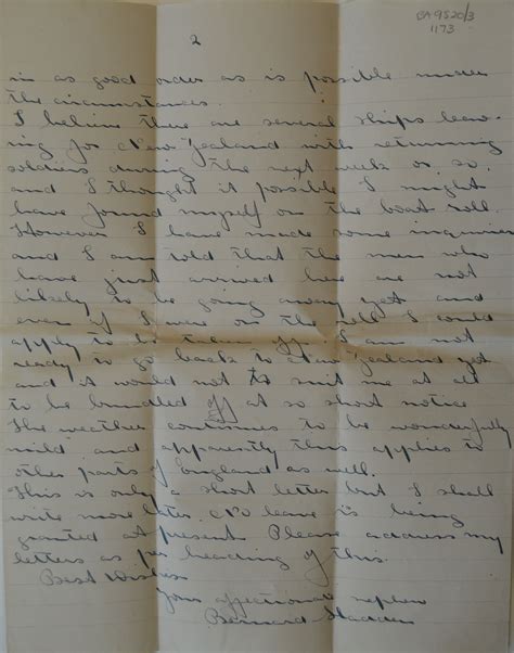 January 29th 1918 Letter From Bernard Sladden To His Uncle Julius