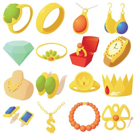 Jewelry Items Icons Set Cartoon Style 8903214 Vector Art At Vecteezy