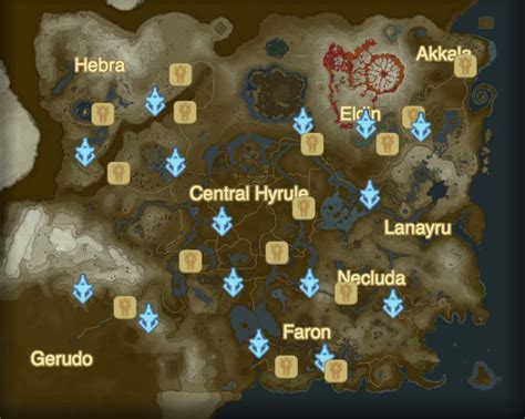 Map Of All Shrines And Towers Botw
