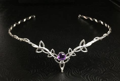 Celtic Knot Gemstone Bridal Tiara In Sterling Silver Irish Diadem