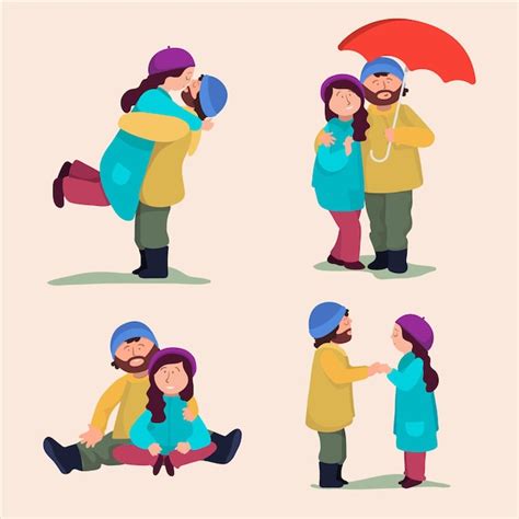 free vector valentines day couple set