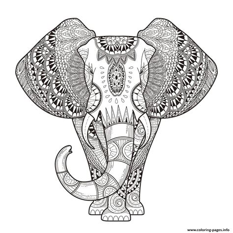 Elephant For Adult Hard Difficult Zen Anti Stress Animal Coloring Pages