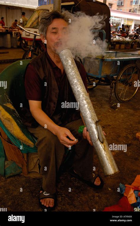 Smoking Bong Yunnan Province China Stock Photo Alamy