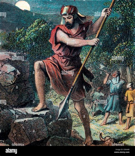 Bible Stories Illustration Of Gideon Destroying The Altar Of Baal From