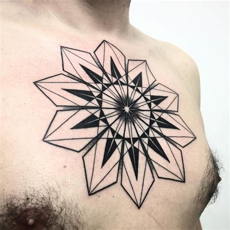 Geometric Mandala Tattoo On The Chest