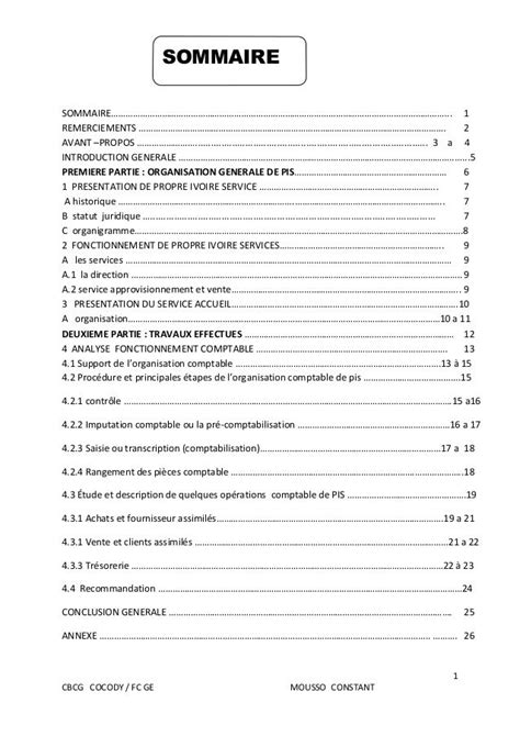 Rapport De Stage Bts Finances Comptabilite Et Gestion D Entreprises