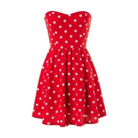 Red Strapless Polka Dot Dress 115 Ron Liked On Polyvore Featuring Dresses Red Short Dresses