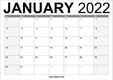 2022 January Calendar 2022 Printable Free Printable Calendars Free
