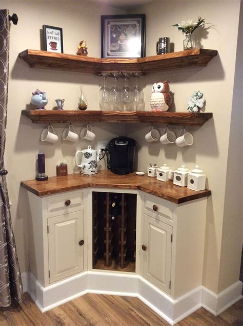 Amish farmhouse pine corner hutch. Kitchen Coffee Bar Cabinets and Built In Corner Coffee ...