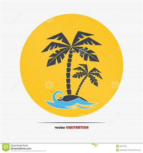 Abstract Desert Island With Palm Trees Stock Vector Illustration Of