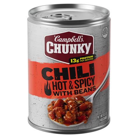 Campbells Chunky Chili Hot And Spicy Chili With Beans 165 Oz Can