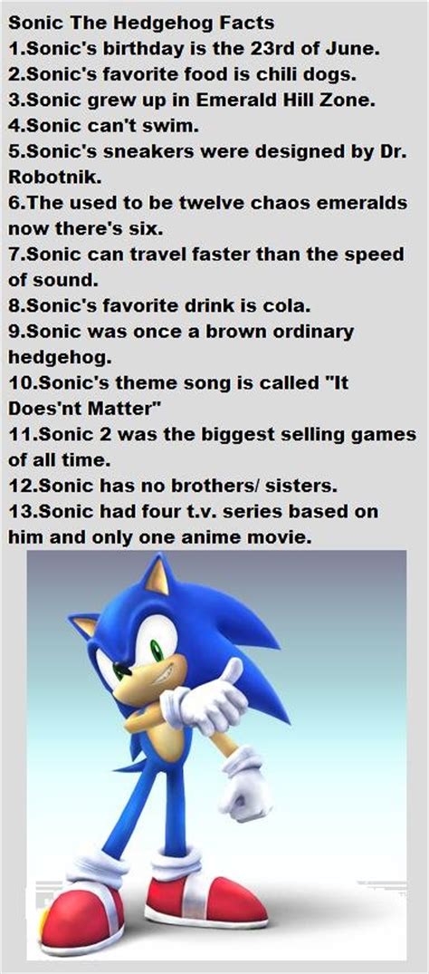 Sonic The Hedgehog Facts