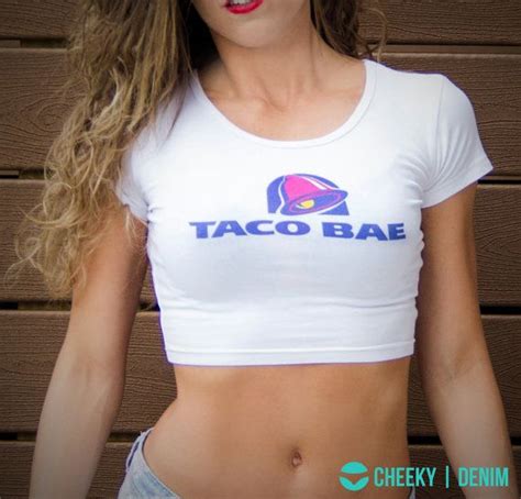 Taco Bae Funny Crop Top Tee Shirts For Women Cotton Spandex