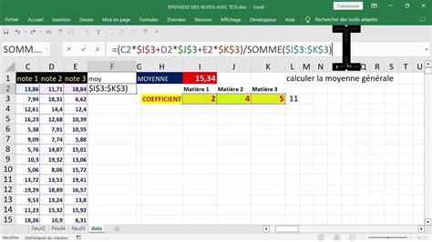 Excel Comment Calculer Sa Moyenne Générale Youtube