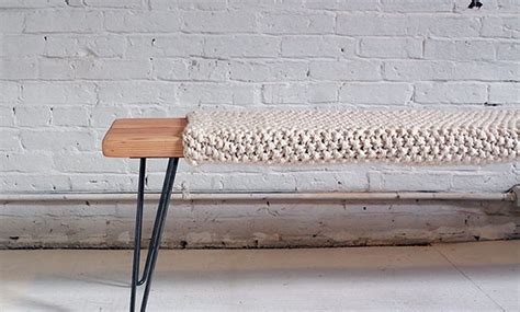 knitted wool  wood bench    brit