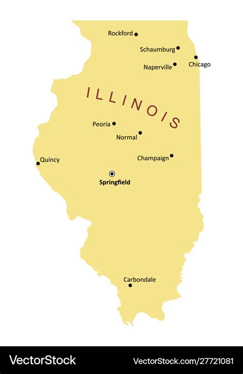 Illinois Cities Map Royalty Free Vector Image Vectorstock