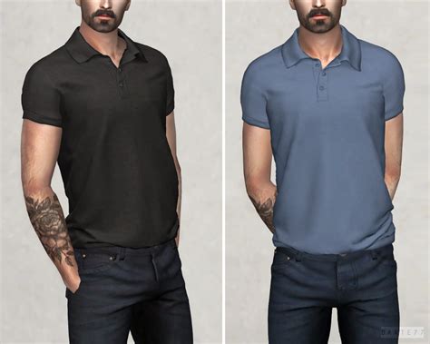 Polo Shirt Darte77 Custom Content For Ts4 Sims 4 Men Clothing