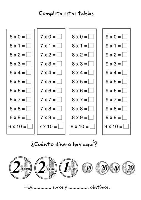 Fichas De Matematicas Multiplicacion Tablas De Multiplicar