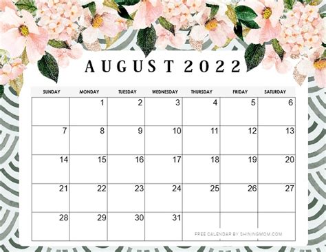 August 2022 Calendar 18 Awesome Free Printables For You