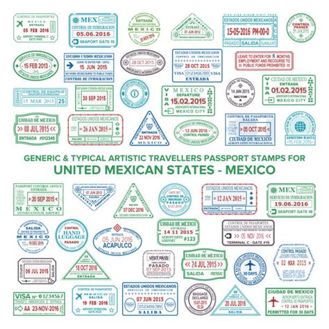 Mexico Passport Stamp Illustrations Royalty Free Vector Graphics