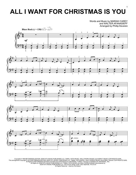 All I Want For Christmas Is You Arr Phillip Keveren Sheet Music Mariah Carey Piano Solo