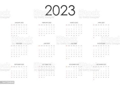 Ilustración De Calendario 2023 La Semana Comienza El Domingo Vector Y
