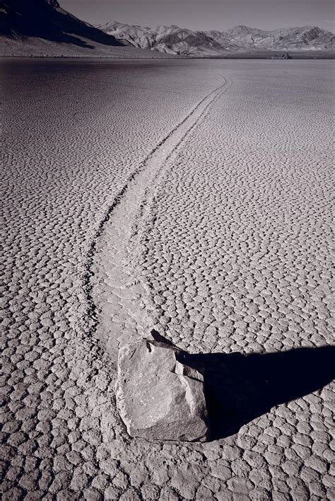 Moving Rocks Number 2 Death Valley Bw Photograph By Steve Gadomski