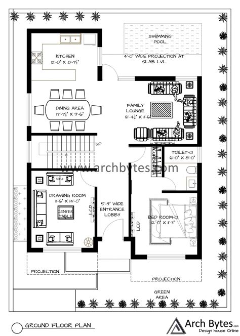House Plan For 40 X 55 Feet Plot Size 245 Sq Yards Gaj Archbytes