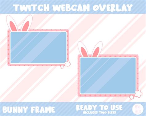Twitch Webcam Overlay Cute Bunny Pink And White Theme Stream Etsy