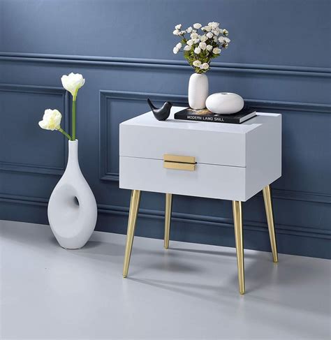 White Bedside Table With Drawers Luxurious Bedroom Furniture