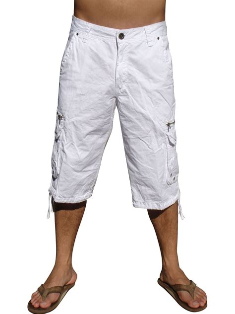 mens military cargo pocket shorts white 91s 50