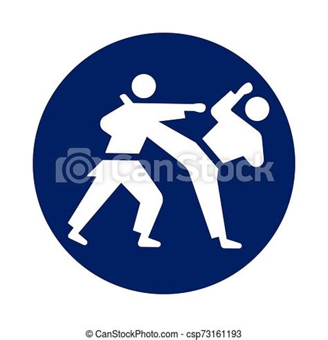 Round Karate Kumite Pictogram New Sport Icon In Blue Circle Vector