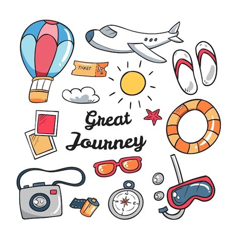 Free Vector Set Of Hand Drawn Travel Elements