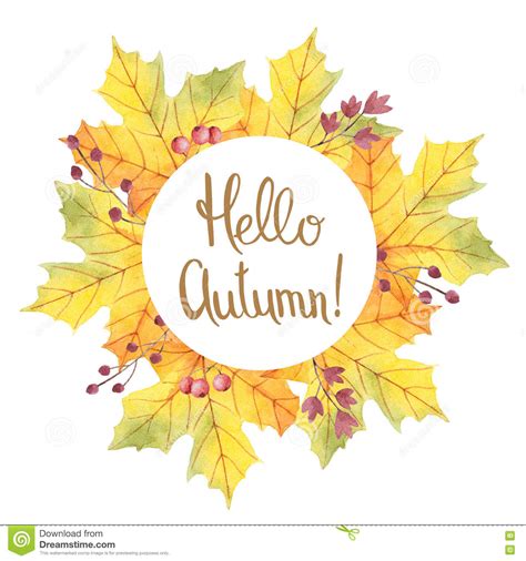 Hello Autumn Watercolor Illustration Stock Illustration Illustration