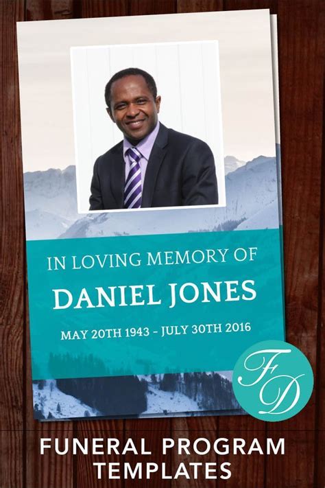 Mountain Funeral Program Template With Editable Text And Photos Ready