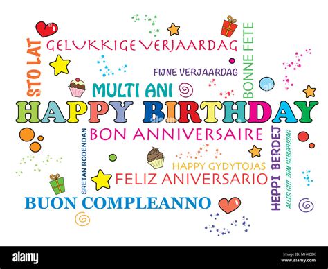 Happy Birthday In Different Languages Hi Res Stock Photography And