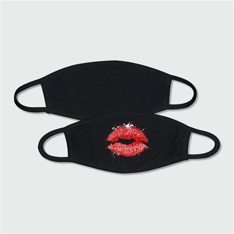 Red Lips Mask Red Lips Face Mask Kiss Face Mask Kiss Mask Etsy