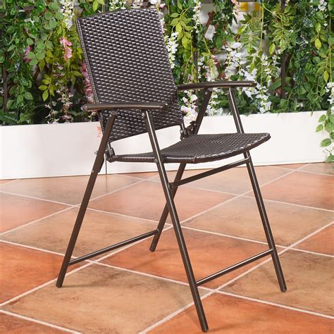【sponge armrest】folding chairs with arms provide ultimate comfort. US Indoor Outdoor Rattan Wicker Folding Chairs 4Pcs ...