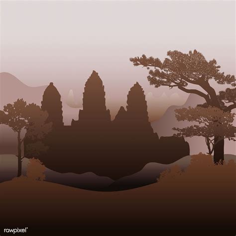 The Angkor Wat Temple Silhouette Vector Design Free Image By Rawpixel