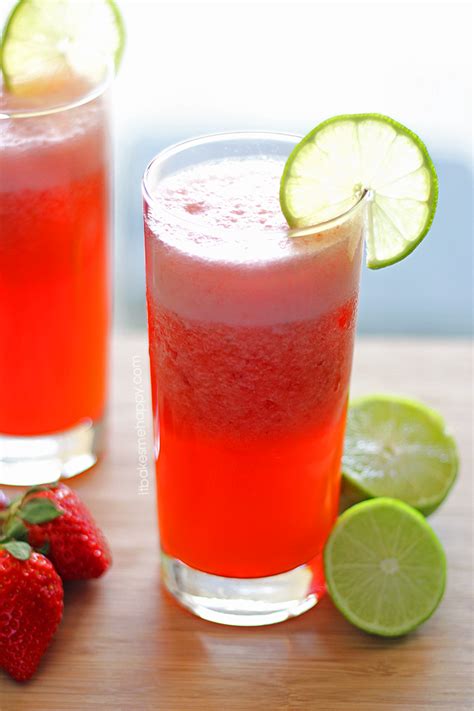 Sugar syrup (rich) 2 sugar to 1 water. Strawberry Limeade - It Bakes Me Happy
